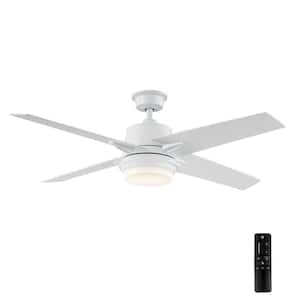 56 in. Montel LED Glossy White Ceiling Fan With Light and Remote Control