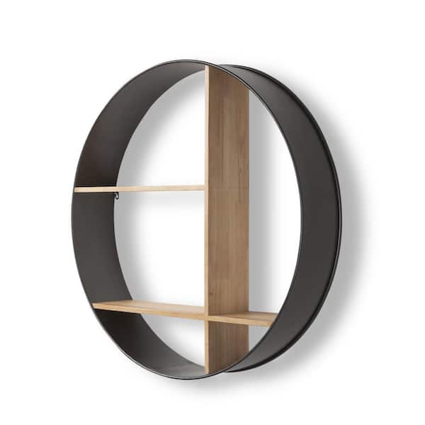 Mercana Hector 36.0 L x 7.0 W x 36.0 H Brown Wood Black Metal