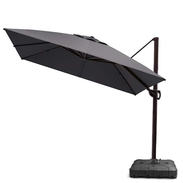 11.5 ft. Large Outdoor Cantilever Patio Umbrella in Gray with Umbrella Base