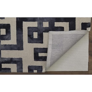 5 X 8 Ivory and Black Solid Color Area Rug