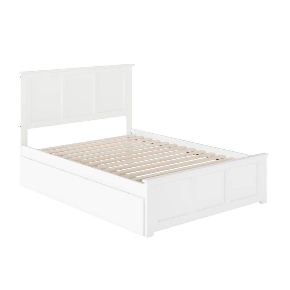 Madison White Solid Wood Frame Queen Platform Bed with Matching Footboard and Storage Drawers - thumbnail 3