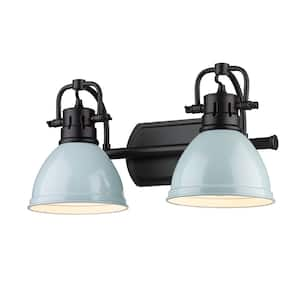 Duncan 16.5 in. 2-Light Matte Black Vanity Light