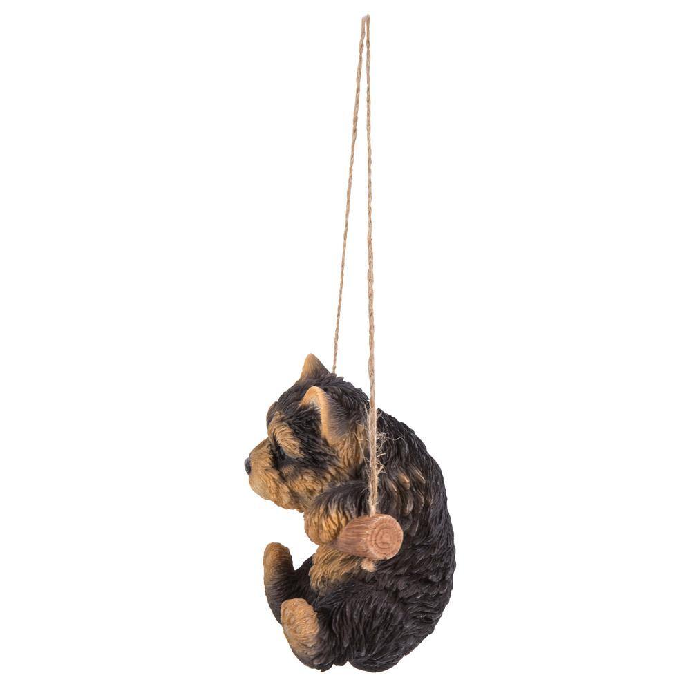 Adorable Hanging Black and Brown Yorkshire Terrier Puppy Statue