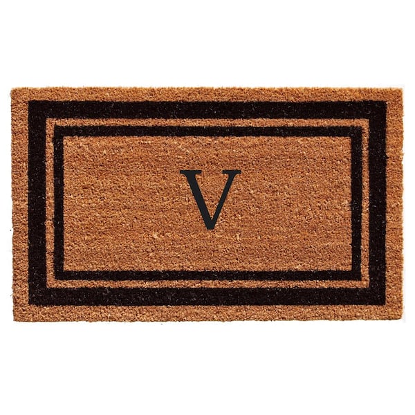 Calloway Mills Black Border Monogram Door Mat 18 in. x 30 in. (Letter V)