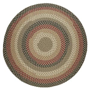 Country Medley Forest Green 6 ft. x 6 ft. Round Indoor/Outdoor Braided Area Rug
