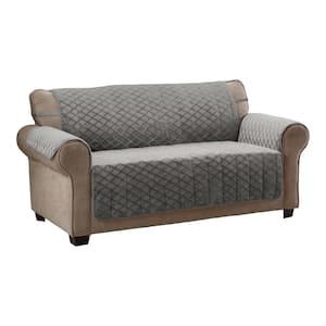 Fairmont Grey 1-Piece Diamond Plush Sofa Furniture Cover