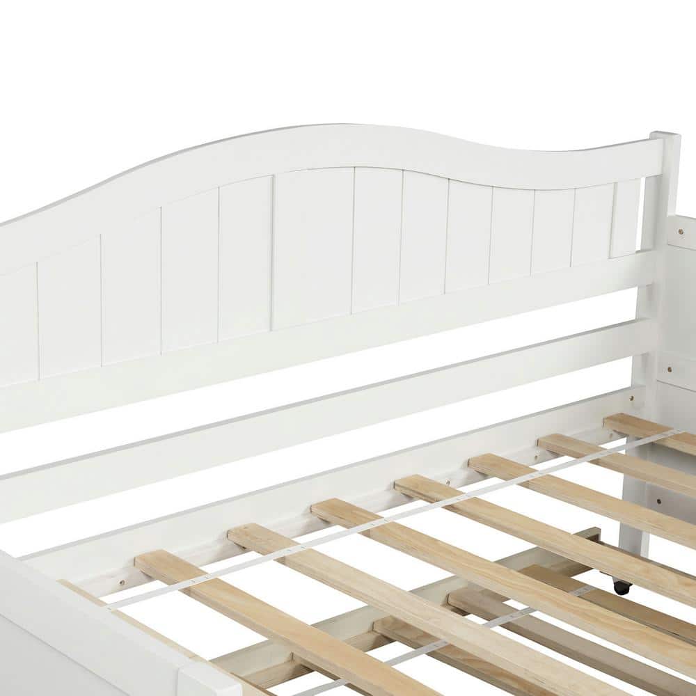 White Twin Wood Daybed with Trundle and Storage