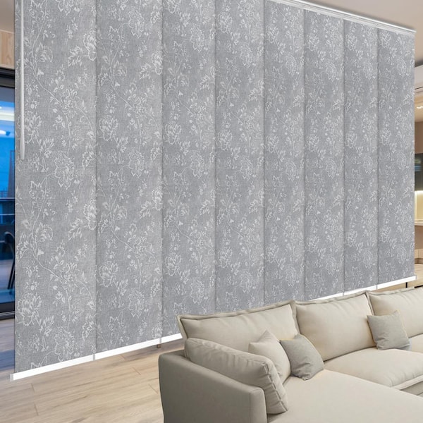 EMOH Jasmine 130 in. - 175 in. W x 94 in. L Adjustable 8- Panel White Double Rail Panel Track with 23.5 in. Slates