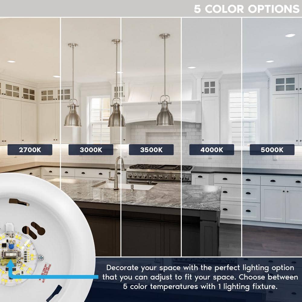 White 6-Inch LED Disk Light with Adjustable Color Temperature