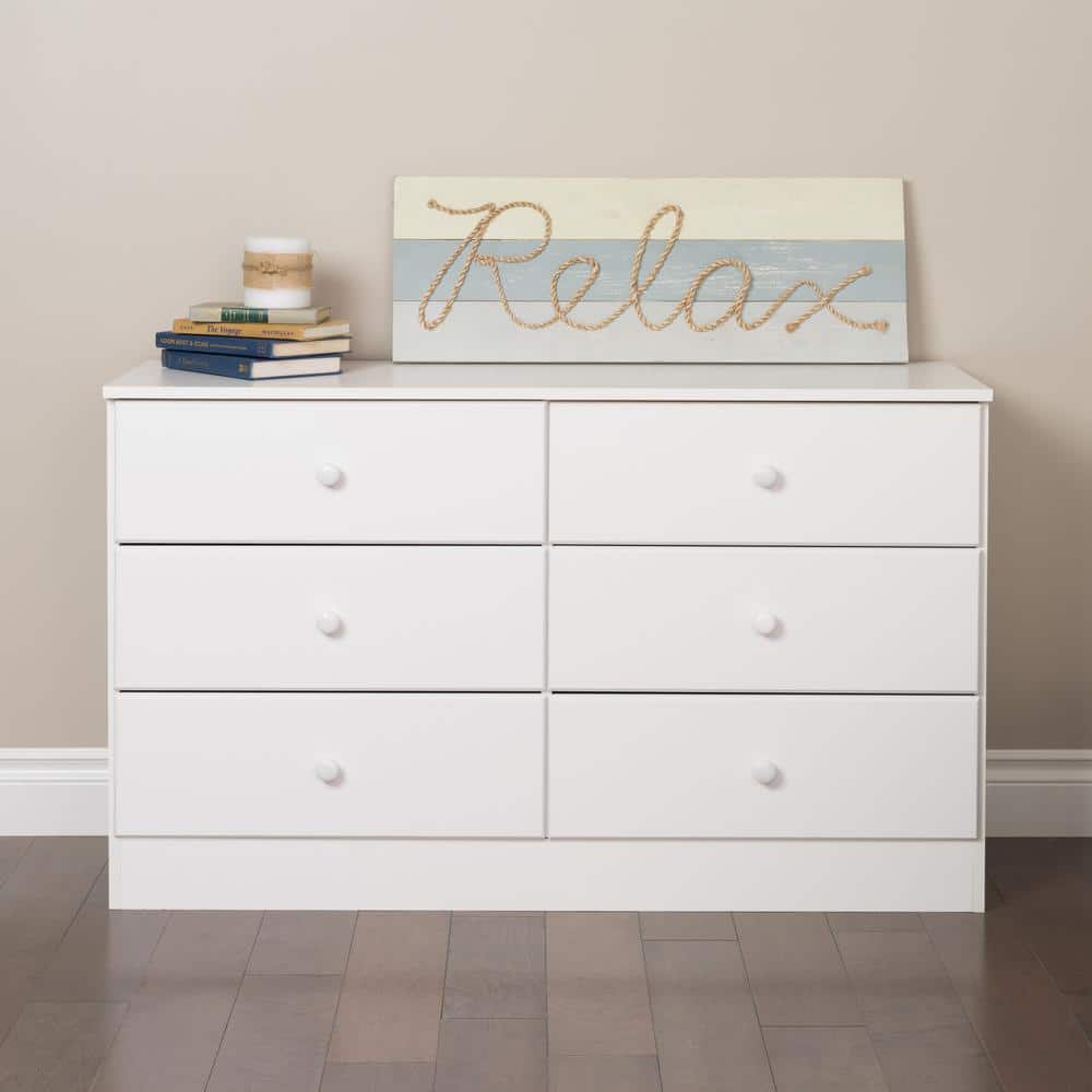 White Double Dresser with Extra Deep Drawers and Roller Glides