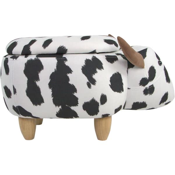 Critter Sitters Black-White Cow Ottoman