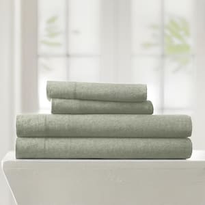 3-Piece Sage 100% Cotton Ultra Soft Jersey Knit Twin XL Sheet Set