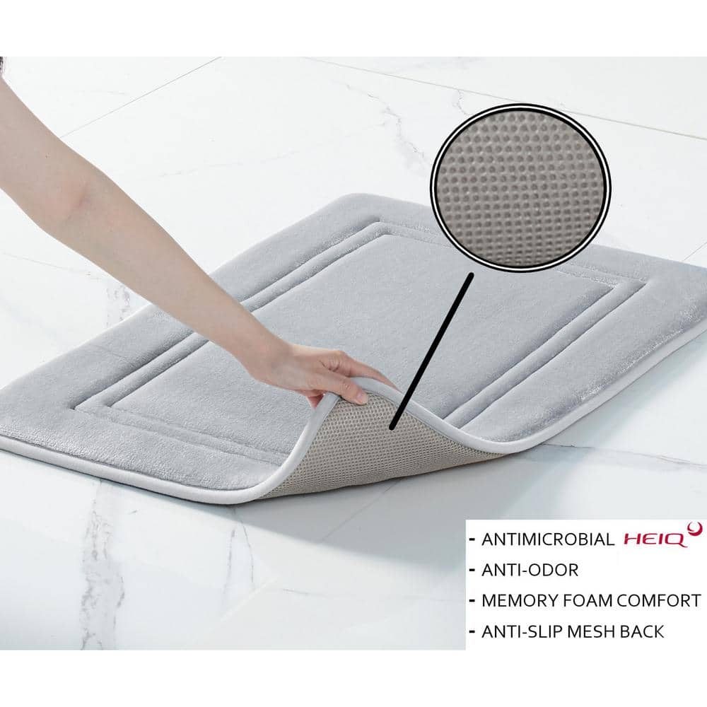 Light Gray Antimicrobial Memory Foam Bath Rug Set