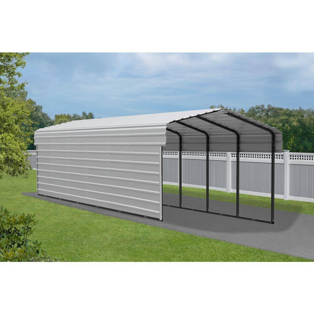 Eggshell 10' x 29' Steel Carport Kit with Enclosure