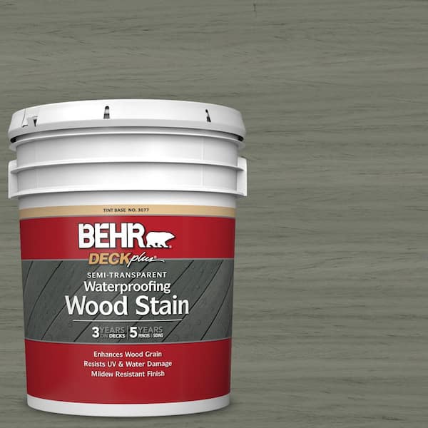 BEHR DECKplus 5 gal. #ST-137 Drift Gray Semi-Transparent Waterproofing Exterior Wood Stain