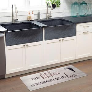 Cozy Living Seasoned with Love Grey 17.5 in. x 55 in. Anti Fatigue Kitchen Mat