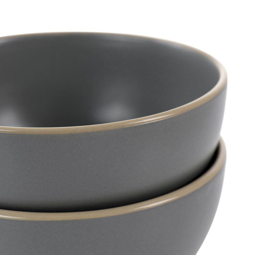 Gray Matte Ceramic Microwave Safe Cereal Bowl