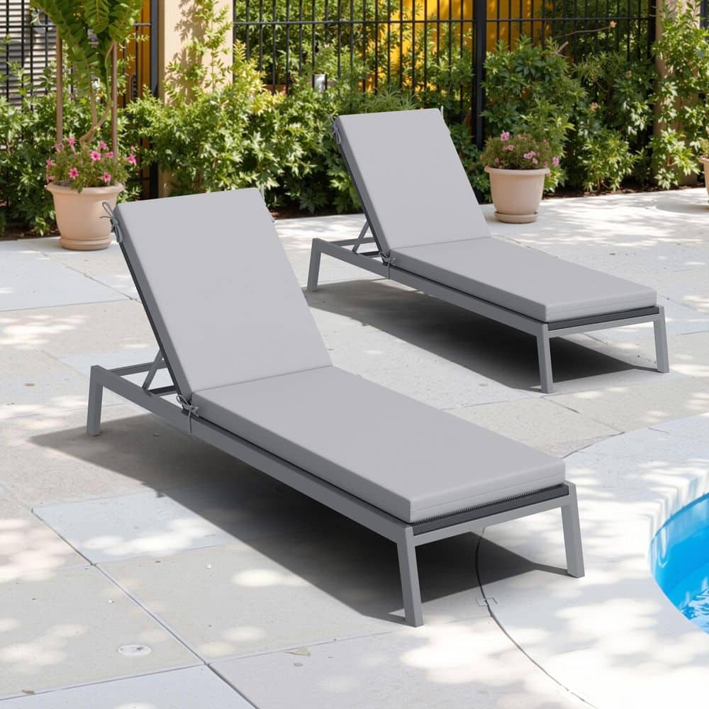 2 - Piece 80 in. x 23 in. Light Gray Outdoor Chaise Lounge Cushions with 4-Adjustable Ties price history on PriceWatchPro