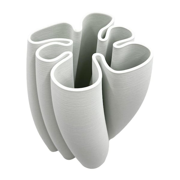 castellousa White 11 in. Tall White Geometric Ceramic Vase CB-ML16