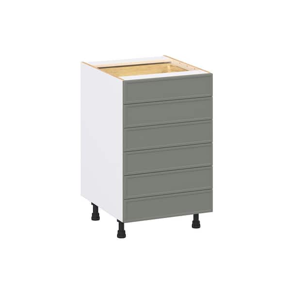 Fairview Moss Green Slim Shaker Assembled Base Kitchen Cabinet with 6 Drawer (21 in. W x 34.5 in. H x 24 in. D)