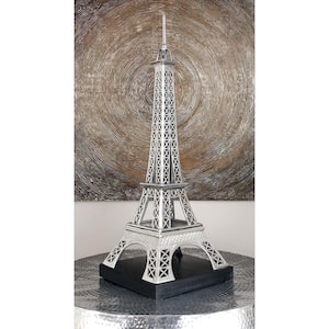16 in. x 42 in. Silver Aluminum Eiffel Tower Sculpture
