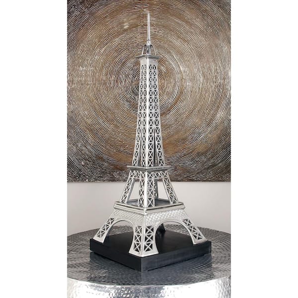 Litton Lane 16 in. x 42 in. Silver Aluminum Eiffel Tower Sculpture