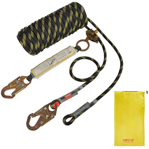 Vertical Lifeline Assembly, 0.55 in. x 50 ft. Fall Protection Rope with 30 KN Breaking Tension, Polyester Roofing Rope