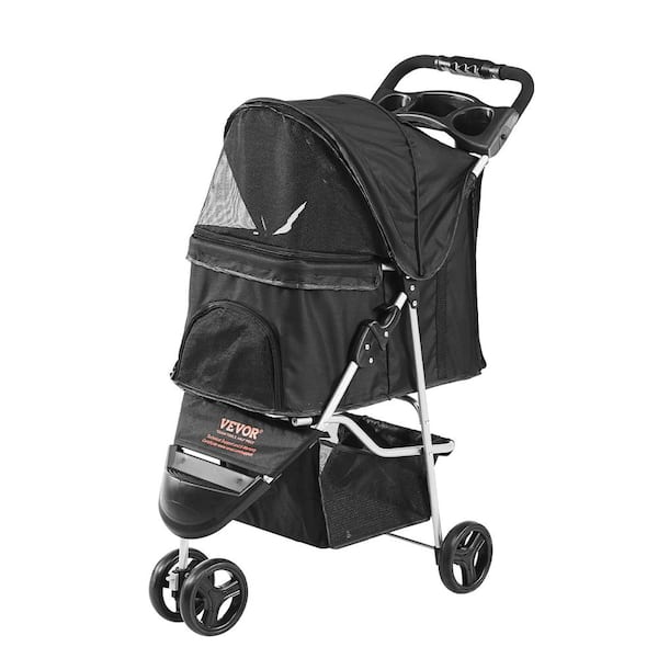 VEVOR Pet Stroller, 3 Wheels Dog Stroller Rotate with Brakes, 35lbs ...