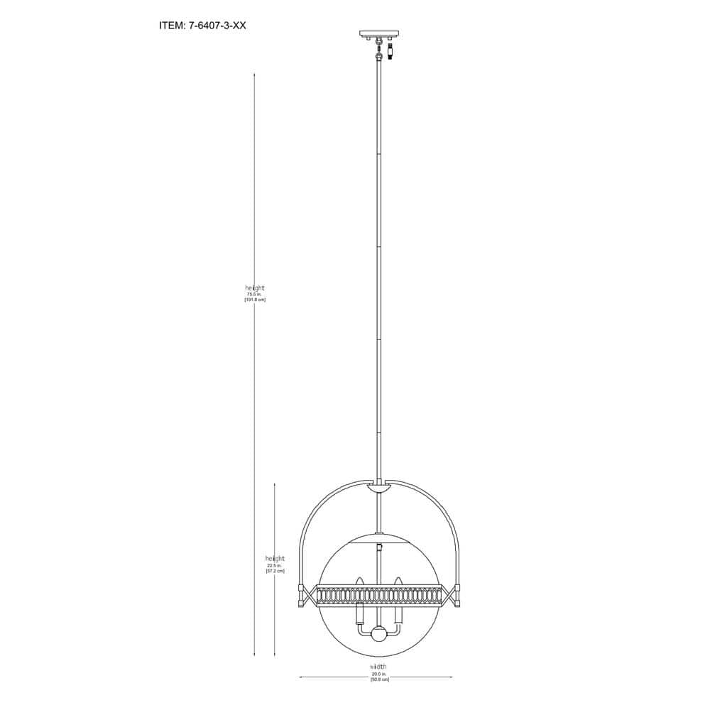 Thornhill Matte Black 3-Light Pendant with Strie Glass Shade