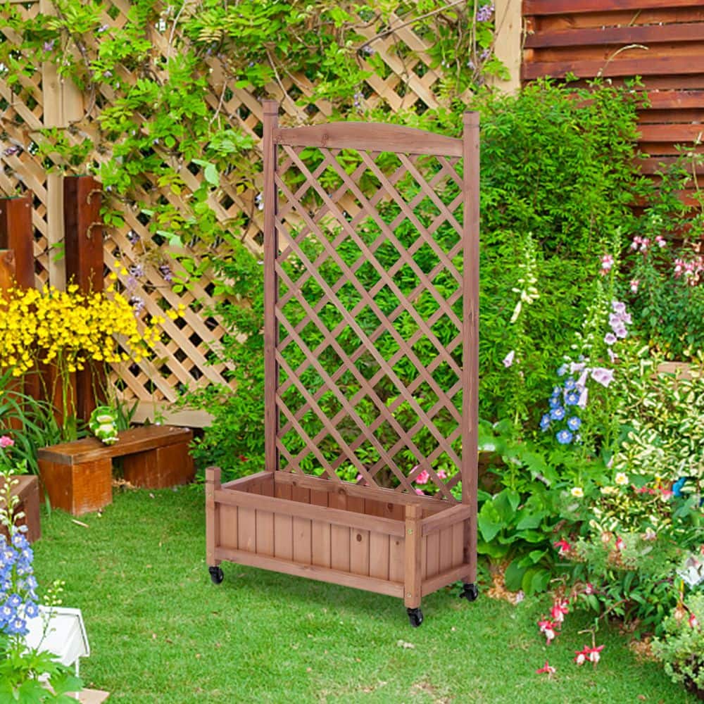 2-Piece 25 in. x 11 in. x 42.3 in. Brown Solid Wood Raised Garden
