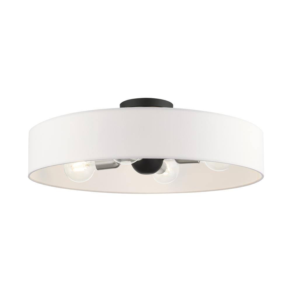 Elegant Black and Brushed Nickel 4-Light Drum Semi-Flush Mount