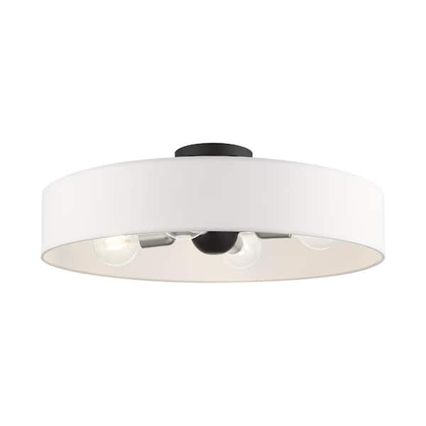 Livex Lighting Venlo 4 Light Black with Brushed Nickel Accents Semi Flush Mount