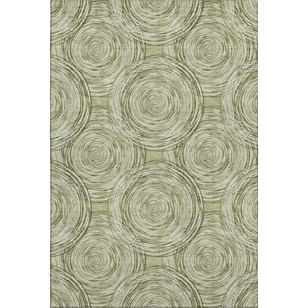 Mayfield Premium Machine Washable Abstract AMF2534 Aloe 10 ft. x 14 ft. Area Rug