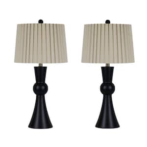 KAWOTI 28.25 in. Crystal Flowers Matte Black Table Lamp with