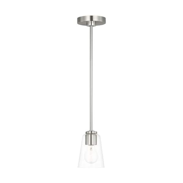 Miles 60-Watt 4.5 in. W x 6.25 in. H 1-Light Brushed Nickel Dimmable Mini Pendant Light with No Bulb Included