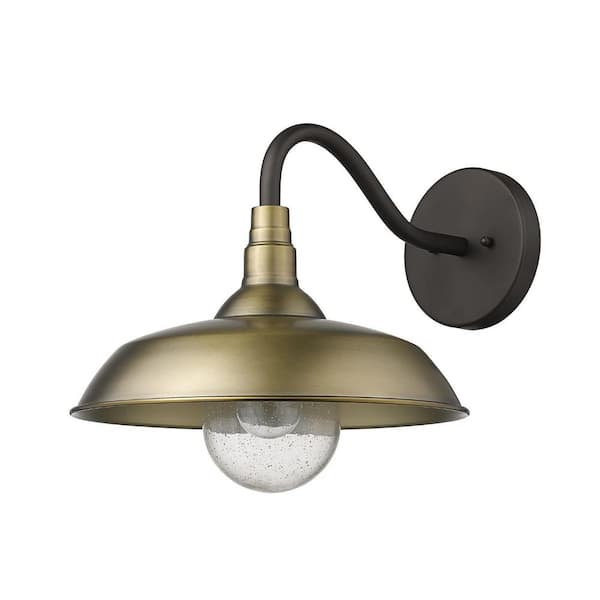 13.5 in. Brass Outdoor Hardwired Sconce with No Bulbs Included