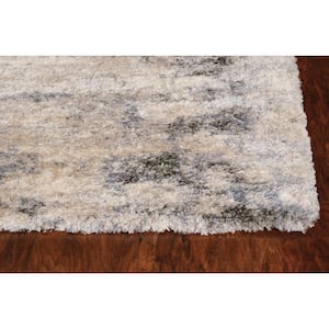 Rune Ivory/Blue 5 ft. x 8 ft. Geometric Contemporary Area Rug