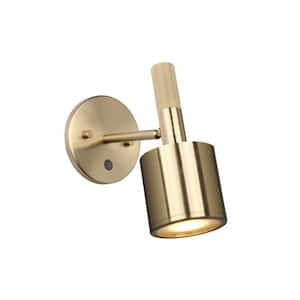 Rhoswen 1-Light Aged Brass Wall Sconce with Clear Frosted Acrylic Shade