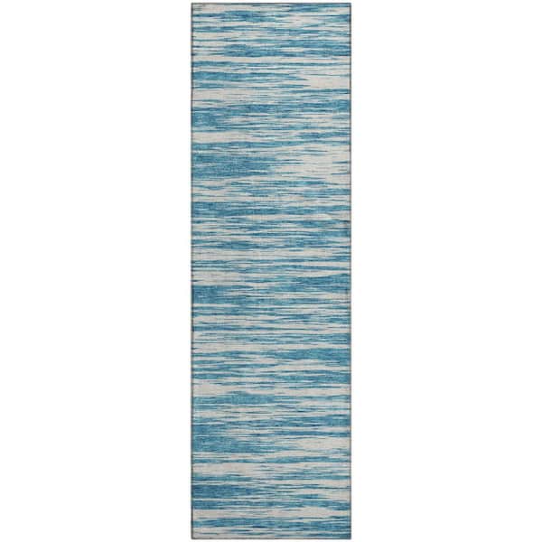 Addison Rugs Mayfield Premium Machine Washable Abstract AMF951 Teal 2 ft. 3 in. x 7 ft. 6 in. Runner Rug