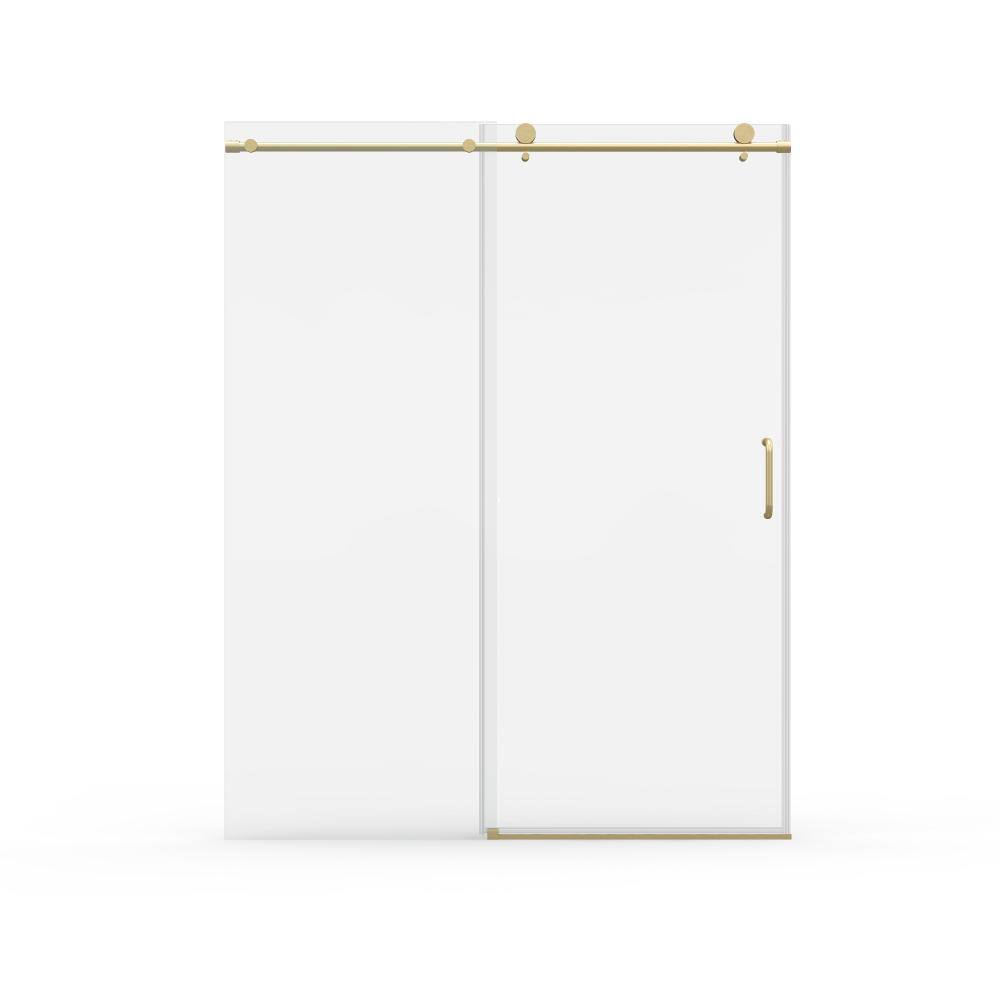 56-60 In W x 76 In H Frameless Single Sliding Shower Door, 6mm Tempered Glass, Brushed Gold Hardware price history on PriceWatchPro