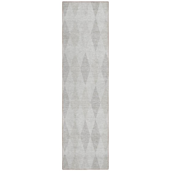 HomeRoots Gray 2 ft. x 8 ft. Woven Geometric Runner Indoor/Outdoor Area Rug