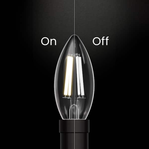 40-Watt Equivalent B10 E12 Candelabra Dim White Filament Clear Glass Chandelier LED Light Bulb Soft White 2700K 18-Pack