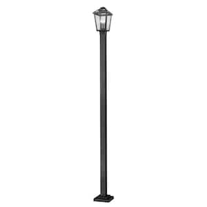 Bayland 111 in. 3-Light Black Aluminum Hardwired Outdoor Weather Resistant Post Light Set with No Bulbs Included