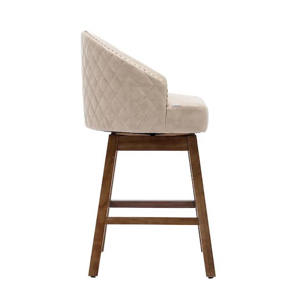 North 26.5 Seat Height Beige Upholstered Counter Height Stool