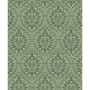 57.5 sq. ft. Fern Luna Ogee Unpasted Nonwoven Wallpaper Roll