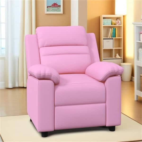 Pink Leather Kids Recliner Chair Sofa Lounge Chair with Armrest, Footrest, Headrest
