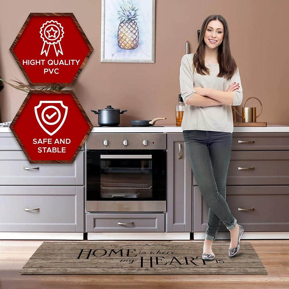 Heartwood Brown and Black Anti-Fatigue Kitchen Runner Mat