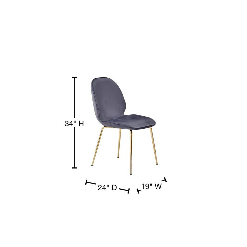 Retro Mid-Century Gray Velvet Upholstered Side Chair with Chrome Legs