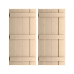 22 in. x 80 in. Timberthane Polyurethane 4-Board Joined Board-n-Batten Smooth Faux Wood Shutters Pair