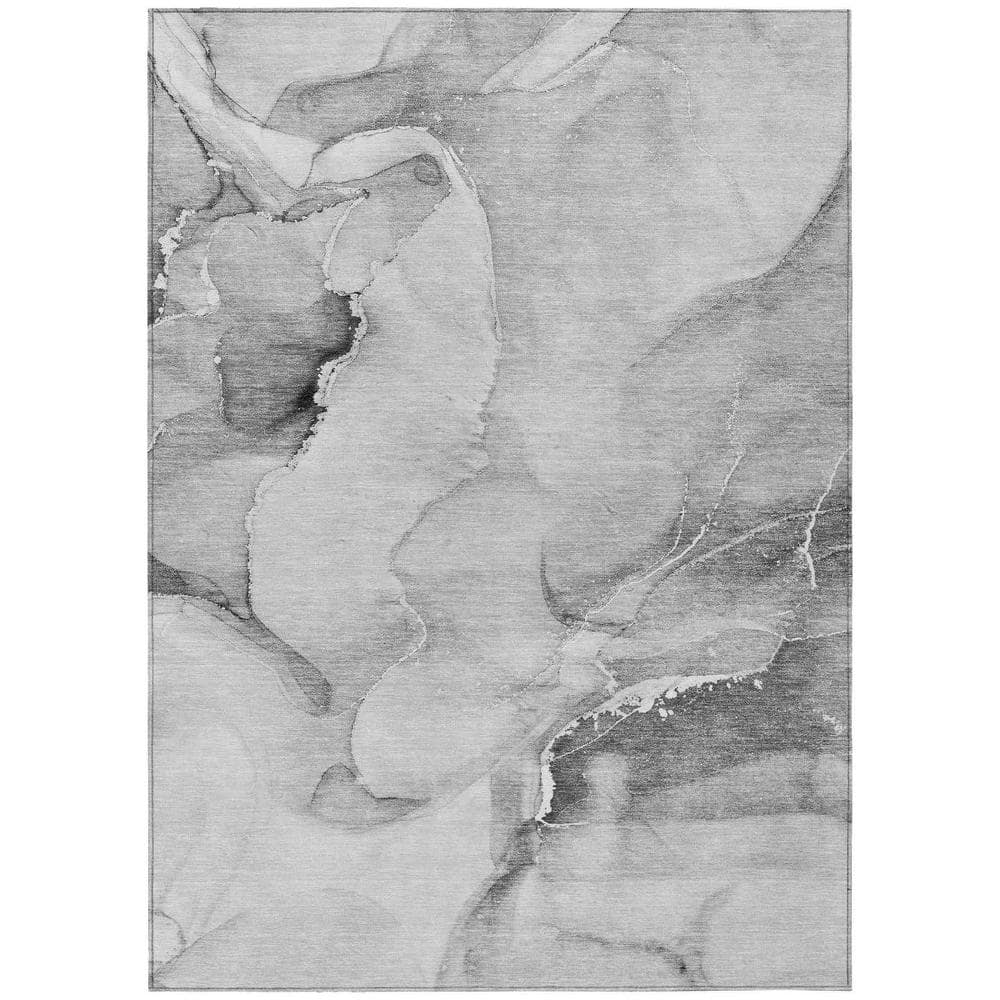 Gray and Ivory 8 ft. x 10 ft. Woven Abstract Polyester Rectangle Indoor/Outdoor Area Rug price history on PriceWatchPro